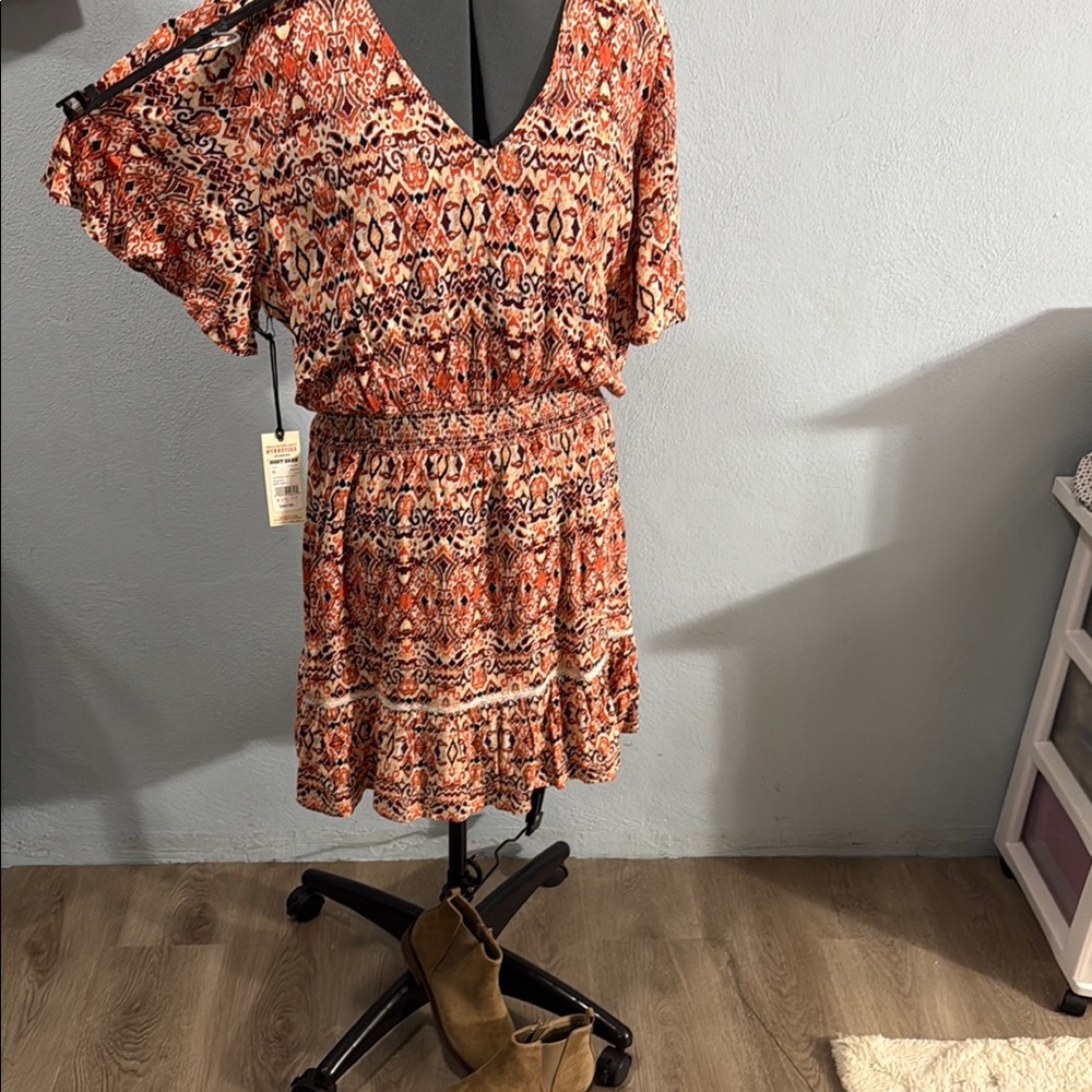 Idyllwind Orange Cream Smocked Sundress